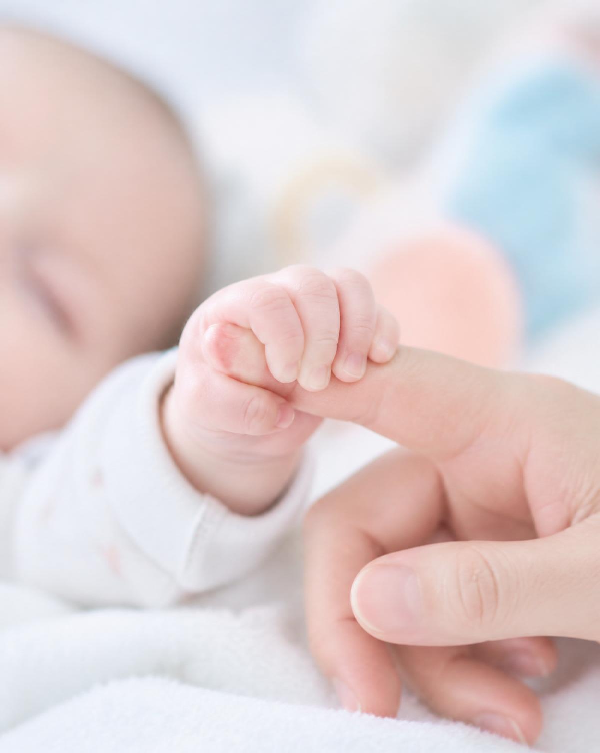 A child's hand resting gently in a parent's palm